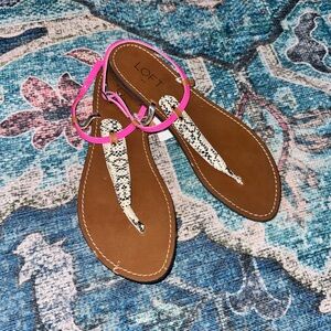 LOFT Women's Sandals with Pink and Brown Accents